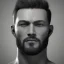 Placeholder: Buff dude with chiseled cheeks, black and white portait, gigachad