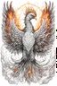 Placeholder: Majestic phoenix rising from otherworldly flames against a cosmic backdrop. with white background, sketch style, full body, only use cuttline, mandala style, Tarot style, Gothik style , Mythic style, Fantasy style, clean line art, white background, clear and well outlined