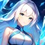 Placeholder: 8k, Girl, high quality, detailed, white hair, blue eyes, beautiful lighting, ice magic