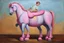 Placeholder: Big pink toy horse.19th painting