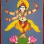 Placeholder: cow with wings holding a lotus and dagger in Indian painting style