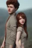 Placeholder: Jeune couple, visages hyper détaillés, ultra réaliste, 4k. Fille rousse aux cheveux raides et longs, garçon musclé aux très longs cheveux bruns très bouclés.