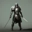 Placeholder: franz frazetta style, knight with sword and shield, dark soul like