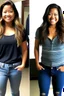 Placeholder: Gina Rodriguez at 0% transformation exhibits a casual appearance with average physique. She wears standard jeans and a T-shirt. Her hair is dark, and her complexion is ordinary. Gina stands at an average height with typical body proportions. No notable curves or distinct facial features. Body: Average, Ordinary, Casual, Standard, Typical Hair: Dark, Average Outfit: Jeans, T-shirt Height: Average Physique: Standard Facial Features: Ordinary Complexion: Typical