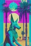 Placeholder: vaporwave, tarot card, palm trees, anubis