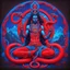 Placeholder: Shiva in mountain shambala neon red and blue with snake