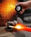 Placeholder: A tool emitting water fire plasma electricity angle grinder Sparks