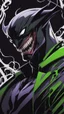 Placeholder: A very close picture to Mix between the joker and venom symbiote in solo leveling shadow art style with neon green details