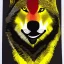 Placeholder: Black red and yellow wolf