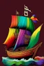 Placeholder: medival colorfoul rainbow ship sailing