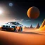 Placeholder: volumetric desert environment, Ralph McQuarrey style painting, hovercraft, highly detailed