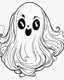 Placeholder: outline art for halloween coloring pages for kids with cartoon cute ghost , white background, Sketch style, full body, only use outline, clean line art, white background, no shadows and clear and well outlined, coloring page for kids,