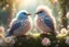 Placeholder: Very fluffy bird couple love, flora, in sparkling sunshine Weight:1 detailed matte painting Weight:0.9