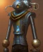 Placeholder: evil mechanoid person with a steampunk, realistic