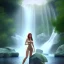 Placeholder: 3d woman under waterfall, wet , realistic, 4k