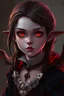 Placeholder: a vampire child, age 13, female, red eyes, attractive, fantasy, medieval, illustration, cinematic, digital art