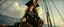 Placeholder: pin hole cam, master oil painting by Rembrandt, good afternoon scary hot seductive piratress merchant rat swashbuckler on stallion on ship