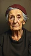 Placeholder: grant wood painting style , a portrait of an old woman light brown colored