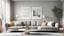 Placeholder: modern living room with sofa. scandinavian interior design furniture. 3d illustration