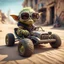 Placeholder: airbrush with pen outline, cool pimp gremlin driving dune buggy against a wall wearing driver gloves, wearing flip down sun glasses, in the style of a fallout 4,bokeh like f/0.8, tilt-shift lens 8k, high detail, smooth render, down-light, unreal engine, prize winning