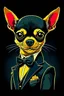 Placeholder: illustration of a chihuahua like james bond