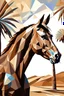 Placeholder: Abstract horse face date palm trees desert