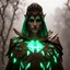 Placeholder: photoreal thirty-year-old Guardian high priest of the Eladrin with leather skin with mystical eyes wearing green and orange garments in a forest at dawn by lee jeffries, octane render, 8k, high detail