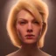 Placeholder: blonde superwoman. oil on canvas, volumetric light