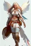 Placeholder: female aasimar barbarian wearing traveling clothes