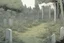 Placeholder: clearing, grave yard, forest,overgrown, post-apocalyptic, comic book,