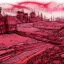 Placeholder:  line Art coloured, destroyed, post apocalyptic, darkred tones,