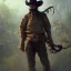 Placeholder: Insanely detailed photograph of an “ a mustachioed cowboy warrior "with sequenceed Sombrero, handsome charo,cigar,crossbow in hand, hyperdetailed painting by Ismail Inceoglu Huang Guangjian and Dan Witz CGSociety ZBrush Central fantasy art album cover art,8K, hdr, mysterious, flickeringlights ,Stoic