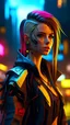 Placeholder: (Photorealistic:1.4) image of a cyber punk girl, (top-quality, 8K, 32K, masterpiece), (dynamic pose), ((facing camera)), (looking at camera), cowboy shot, shapeless hair, colorful hair, colorful cyberpunk clothing, depth of field f/1.8, cyberpunk city background, cinematic lighting.