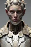 Placeholder: Complex 3d render ultra detailed of a handsome male porcelain profile face, biomechanical cyborg, analog, 150 mm lens, beautiful natural soft rim light, big leaves and stems, roots, fine foliage lace, colorful details, massai warrior, alexander mcqueen high fashion haute couture, pearl earring, art nouveau fashion embroidered, steampunk, intricate details, mesh wire, mandelbrot fractal, anatomical, facial muscles, cable wires, elegant, hyper realistic, ultra detailed, octane render