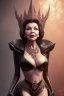 Placeholder: Joan Collins as evil queen in black leather, leather, busty, cleavage, angry, stern look. character design by cory loftis, fenghua zhong, ryohei hase, ismail inceoglu and ruan jia. unreal engine 5, artistic lighting, highly detailed, photorealistic, fantasy