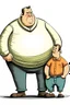 Placeholder: a fat man, sitting on top of a thin tall man. Cartoon.