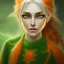 Placeholder: fantasy setting, woman, orange and white hair, green eyes, wavy hair, freckles, ranger