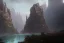 Placeholder: magical fantasy steampunk cliff palace river seven towers ravine