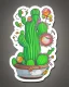 Placeholder: cute cartoon anime cactus sticker, anime style, white background color