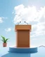Placeholder: speaking podium, low perspective isometric