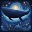 Placeholder: Create an image of a colossal, surreal whale dominating the foreground, blending into a starry night. The whale itself is a deep, cosmic blue with celestial bodies and stardust spiraling within it, suggesting a galaxy. It features intricate patterns and textures that reminisce the surface of a planet. The galaxy is alive with motion, reflecting the light of a super star (blue) that glimmers. The transition is seamless, symbolizing a cosmic fusion of whale and space, hinting at the vast and myste