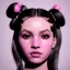 Placeholder: perfect symmetry,Rosalía artist, black eyeliner, pigtails hair, gold, pink, geisha, led lights, fog, rain, latex, soft color, highly detailed, art stations, concept art, smooth, unreal engine 5, god rays, ray tracing, RTX, lumen lighting, ultra detail, volumetric lighting, 3d, finely drawn, high definition, high resolution.