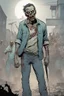 Placeholder: zombie, portrait, comic book, full body, standing, mean, illustration, lloking sideways