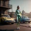 Placeholder: Ultra Realistic retro sci-fi, 1960 year, levitating all cars and a young blonde woman quiet, latex suit, soft color, highly detailed, unreal engine 5, ray tracing, RTX, lumen lighting, ultra detail, volumetric lighting, 3d, finely drawn, high definition, high resolution.