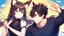 Placeholder: Girl, boy, boy's brown short hair, boy's bunny ears, girls' fox ears, long tails