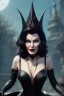 Placeholder: Ava Gardner as evil queen in black leather, busty, cleavage, curvy, angry, stern look. character design by cory loftis, fenghua zhong, ryohei hase, ismail inceoglu and ruan jia. unreal engine 5, artistic lighting, highly detailed, photorealistic, fantasy