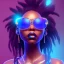 Placeholder: a black woman with blue crystal shiny sunglases dancing on the dancefloor, behind her is a grafitti, steam punk, realistic, made in octane, cinematic, ultra-realistic, extremely detailed octane rendering, 8K, VRAY Super Real ar 2:3, dof photorealistic futuristic 50mm lens hard lighting dark gray tintype photograph, realistic lighting