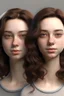 Placeholder: Adult Twin sisters with brunette hair. Hyper realistic.