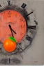 Placeholder: portrait, an orange with a clock embedded in its skin, AbstractTech clockpunk