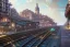 Placeholder: Trai Elevated Corner Trainstation in Italian village sea+liguria+alphonse mucha, greg rutkowski,matte painting, cryengine, hyper detailed, felix kelly, fantasy art, seb mckinnon